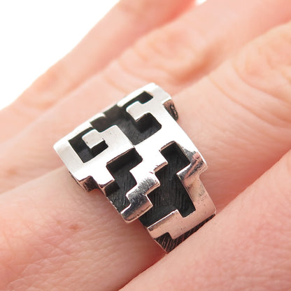 Industria Argentina Sterling Silver Vintage Modernist Adjustable Ring Size 6.75