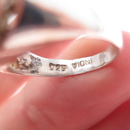 925 Sterling Silver Vintage Real Doublet Opal Modernist Ring Size 6