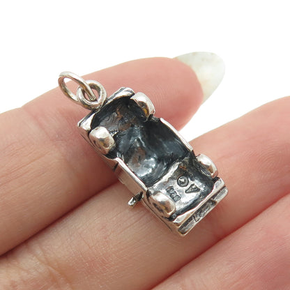 925 Sterling Silver Vintage Retro Car 3D Pendant