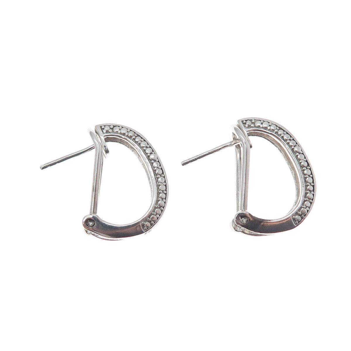 CHUCK CLEMENCY 925 Sterling Silver Real Green Diamond Omega Back Earrings