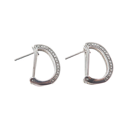 CHUCK CLEMENCY 925 Sterling Silver Real Green Diamond Omega Back Earrings