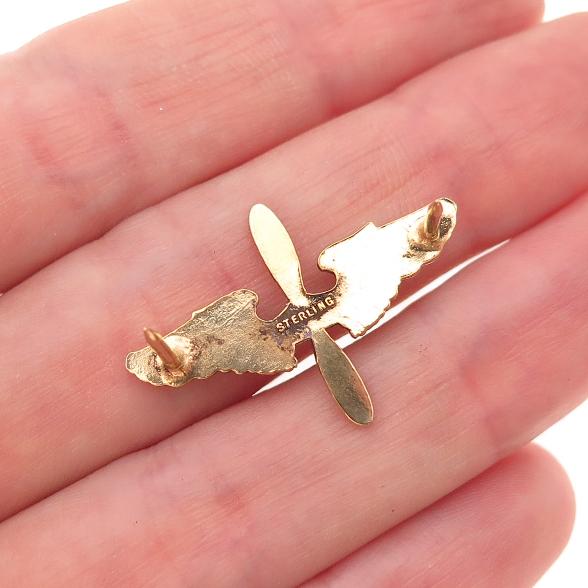 925 Sterling Silver Gold Plated Antique WWII US Army Air Force Pilot Wings Pin