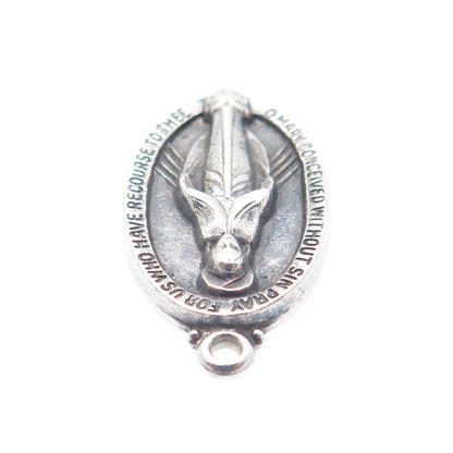 WALTER E. HAYWARD 925 Sterling Silver Vintage St. Mary Religious Charm Pendant