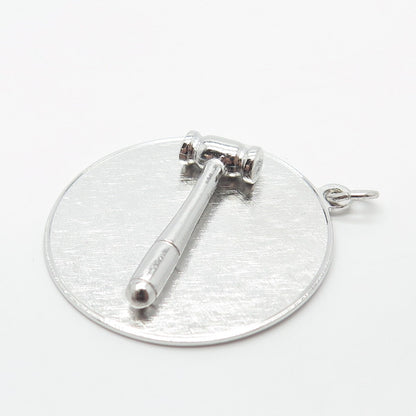 925 Sterling Silver Vintage JMF STG Hammer Pendant