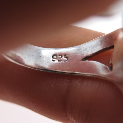 925 Sterling Silver Vintage Real Turquoise Modernist Ring Size 6