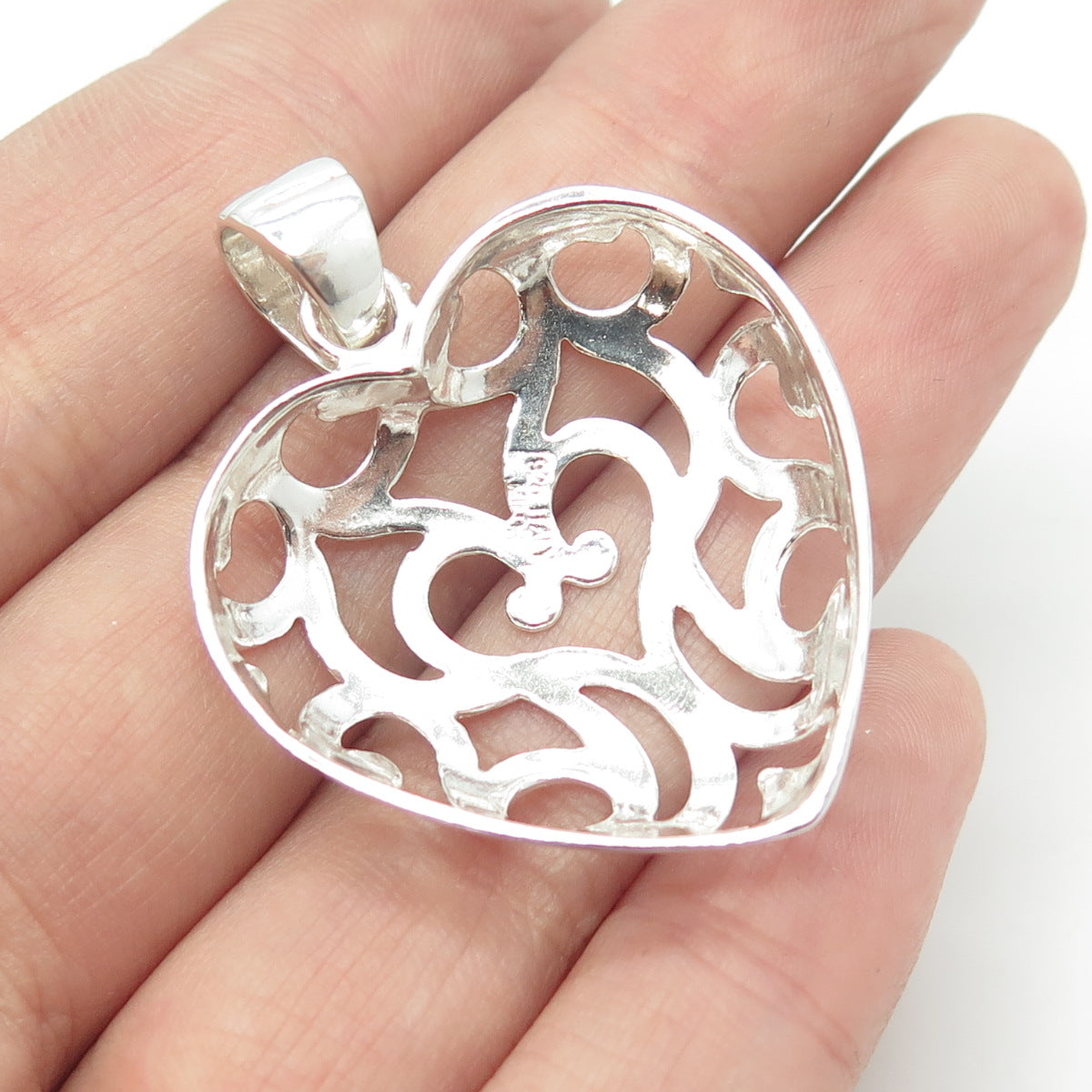 MILOR 925 Sterling Silver Vintage Italy Ornate Heart Pendant