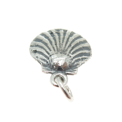 925 Sterling Silver Vintage Seashell Oxidized Charm Pendant