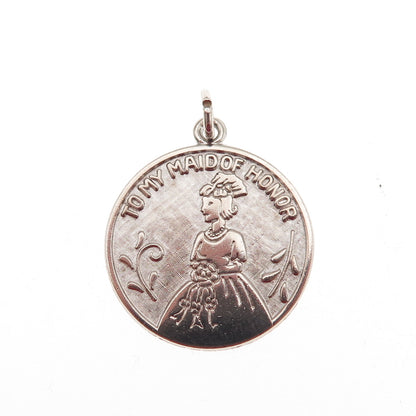 Wells 925 Sterling Silver Vintage To My Maid Of Honor Charm Pendant