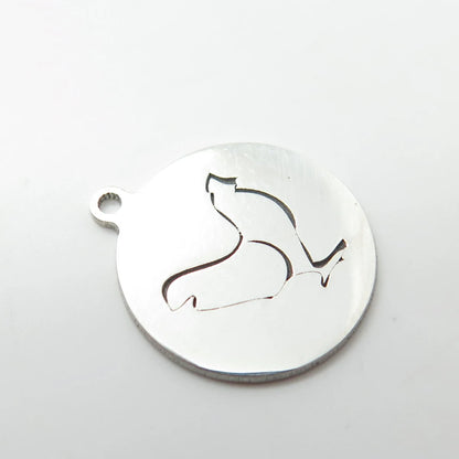925 Sterling Silver USA Two In Town Rooster Bird Charm Pendant