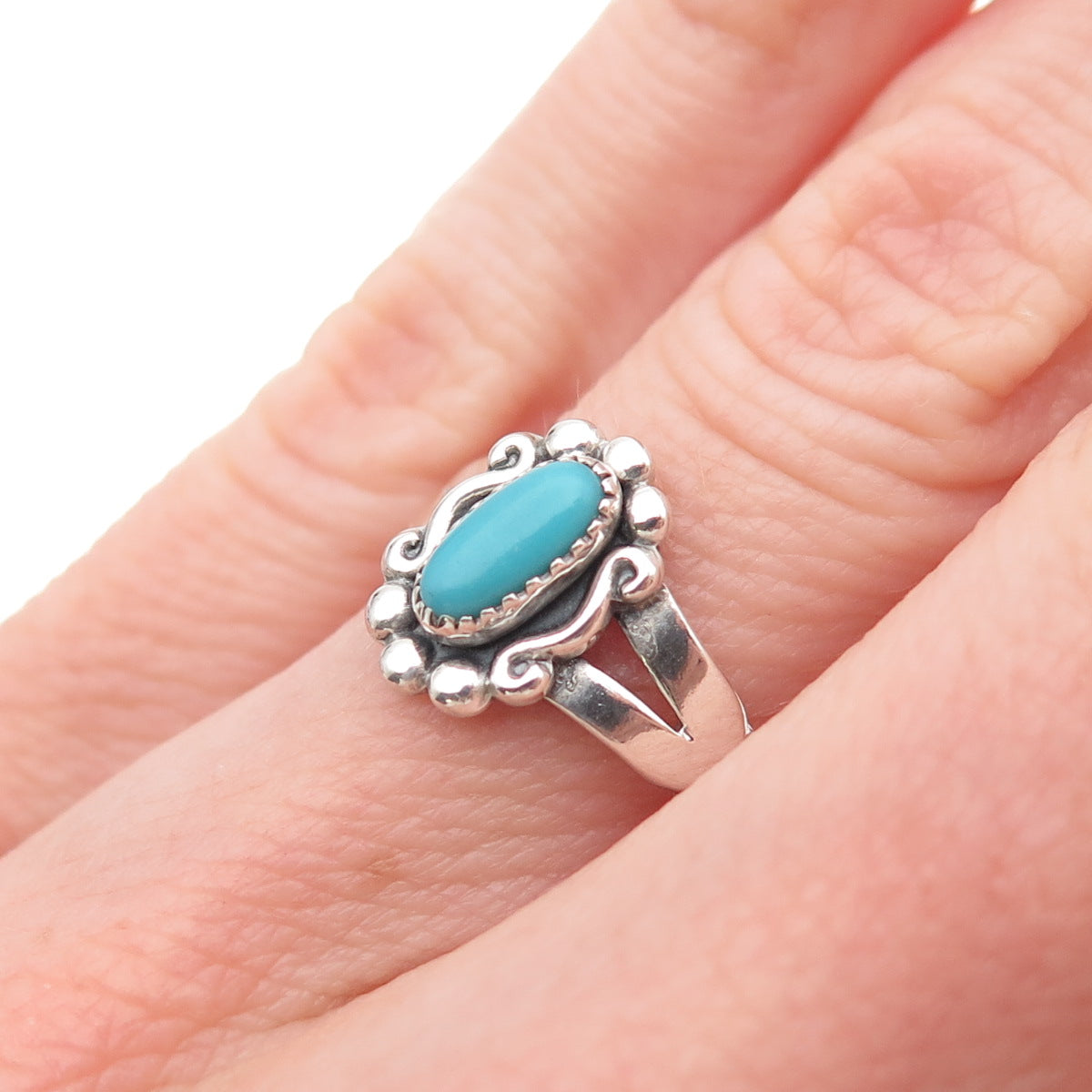 Bell Trading Post Old Pawn Sterling Silver Vintage Turquoise Tribal Ring Size 6