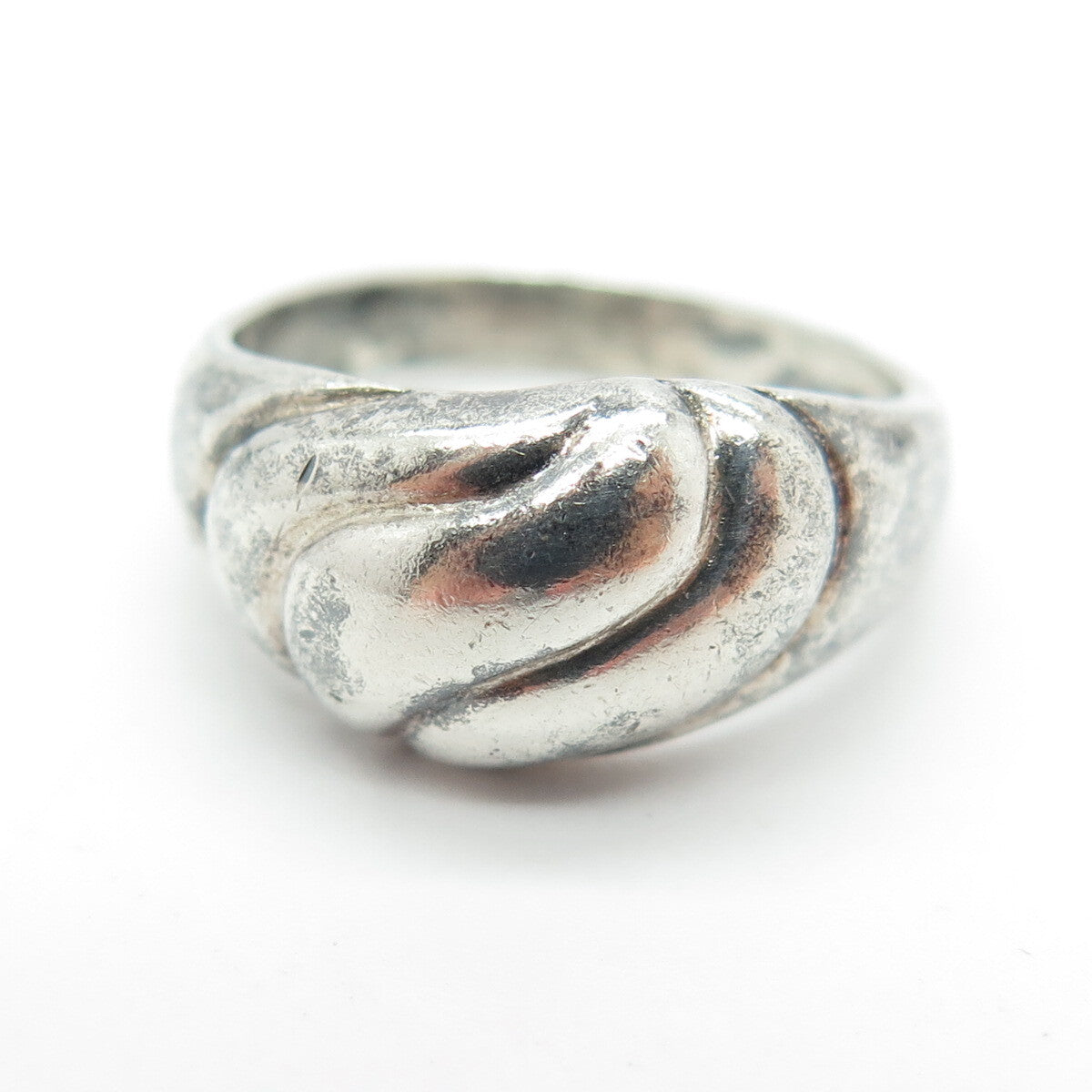 CHAPAL-ZENRAY 925 Sterling Silver Vintage Ribbed Ring Size 6.75