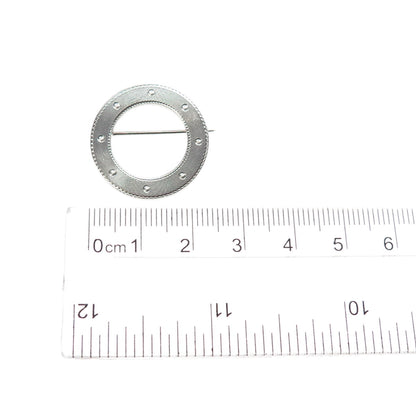 WELLS 925 Sterling Silver Vintage Circle of Life Pin Brooch