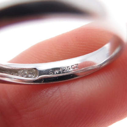 925 Sterling Silver Round-Cut C Z Engagement Ring Size 5.25