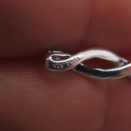 JANE SEYMOUR 925 Sterling Silver Real Diamond Twisted Ribbon Slide Charm Pendant