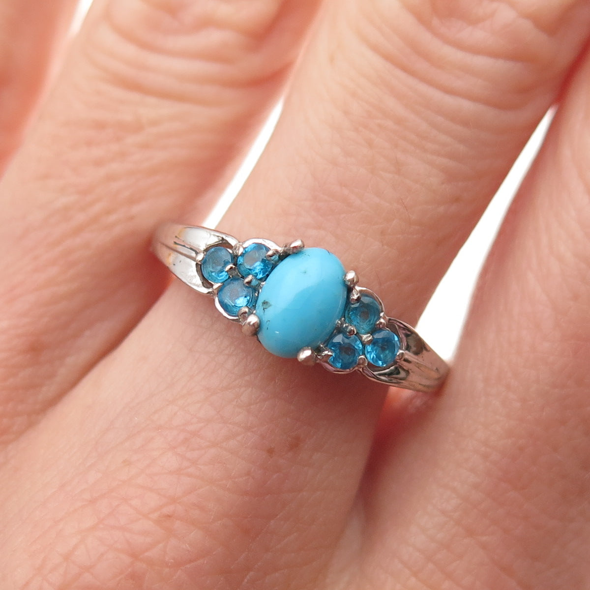 Chuck Clemency 925 Sterling Silver Real Turquoise & Apatite Ring Size 8.25