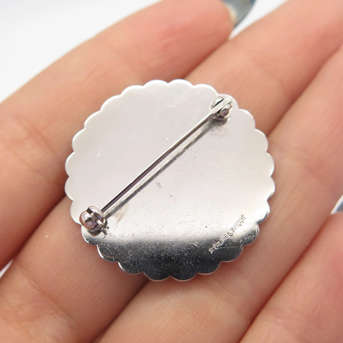 925 Sterling Silver Vintage Lamode Textured Pin Brooch