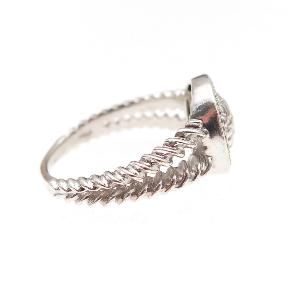 925 Sterling Silver Real Round-Cut Diamond Circle of Life Nugget Ring Size 6.75