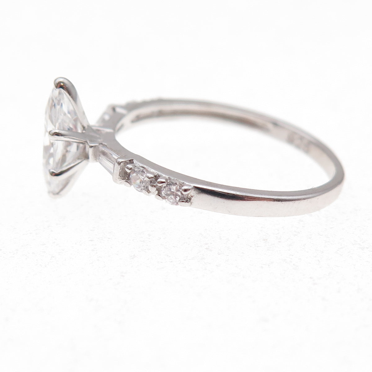 925 Sterling Silver Multi-Cut C Z Engagement Ring Size 8