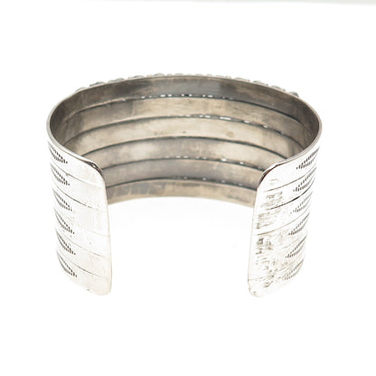 Old Pawn Sterling Silver Vintage Turquoise Snake Eye Adjustable Bracelet 6.5"