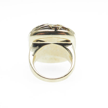 925 Sterling Silver Gold Plated Real Citrine Celtic Swirl Dome Ring Size 5.25