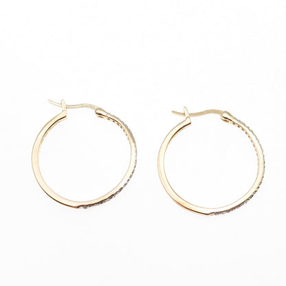 DBJ Dee Berkle 925 Sterling Silver Gold Plated Real Diamond Hoop Earrings