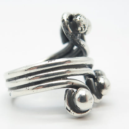 925 Sterling Silver Vintage Modernist Oxidized Adjustable Ring Size 7.5