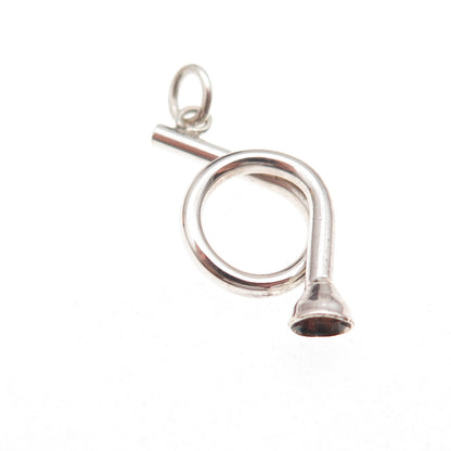 925 Sterling Silver Vintage Musical Horn Charm Pendant