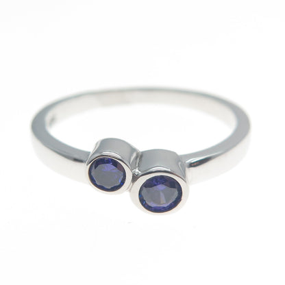 925 Sterling Silver Round-Cut Purple C Z Ring Size 8