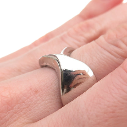 925 Sterling Silver Vintage Modernist Oxidized Ring Size 6.5
