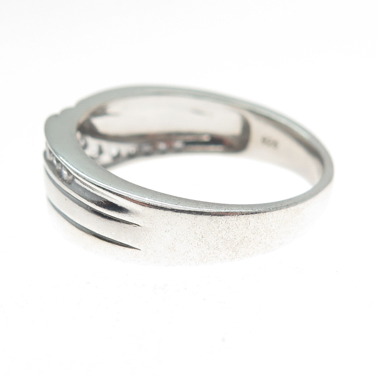 925 Sterling Silver Round-Cut Graduated C Z Wave Ring Size 10