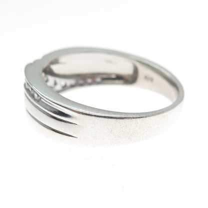 925 Sterling Silver Round-Cut Graduated C Z Wave Ring Size 10