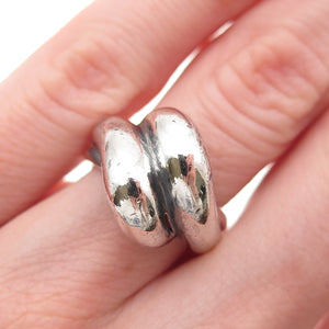 Tasco Sterling Silver Vintage Mexico Modernist Bypass Oxidized Ring Size 4.75