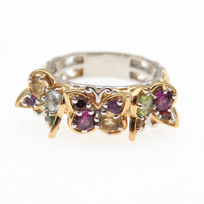 Michael Valitutti Gems En Vogue Sterling 2-Tone Multi-Gem Butterfly Ring Size 6