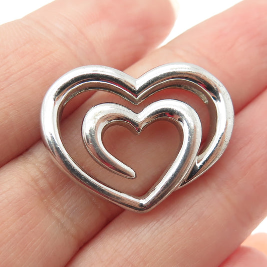 SLV SADYE L VASSIL 925 Sterling Silver Spiral Heart Slide Pendant