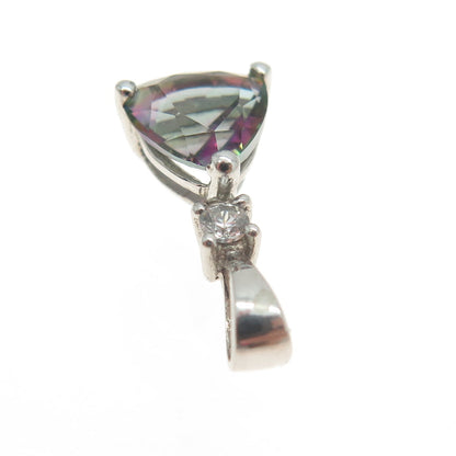 925 Sterling Silver Real Mystic Quartz & C Z Pendant