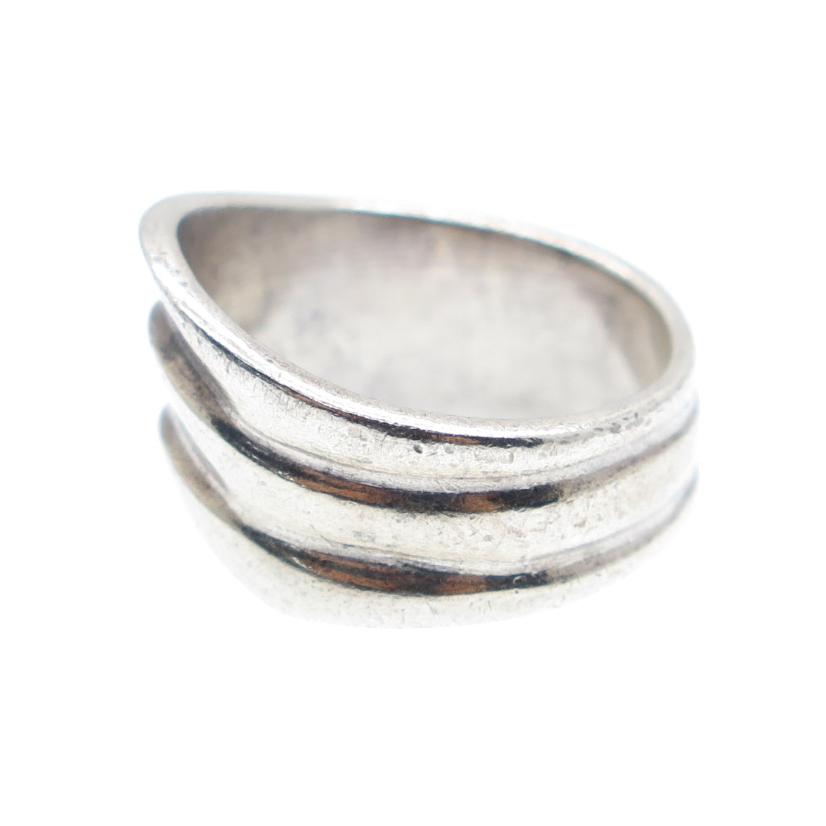 925 Sterling Silver Vintage Modernist Wavy Ring Size 5