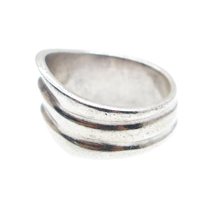 925 Sterling Silver Vintage Modernist Wavy Ring Size 5