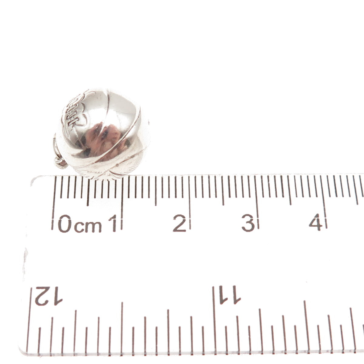 925 Sterling Silver Antique Art Deco Basketball Oxidized Mini 3D Charm Pendant