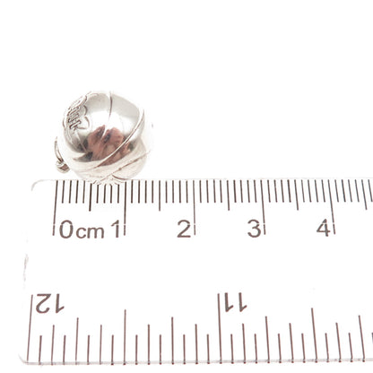 925 Sterling Silver Antique Art Deco Basketball Oxidized Mini 3D Charm Pendant
