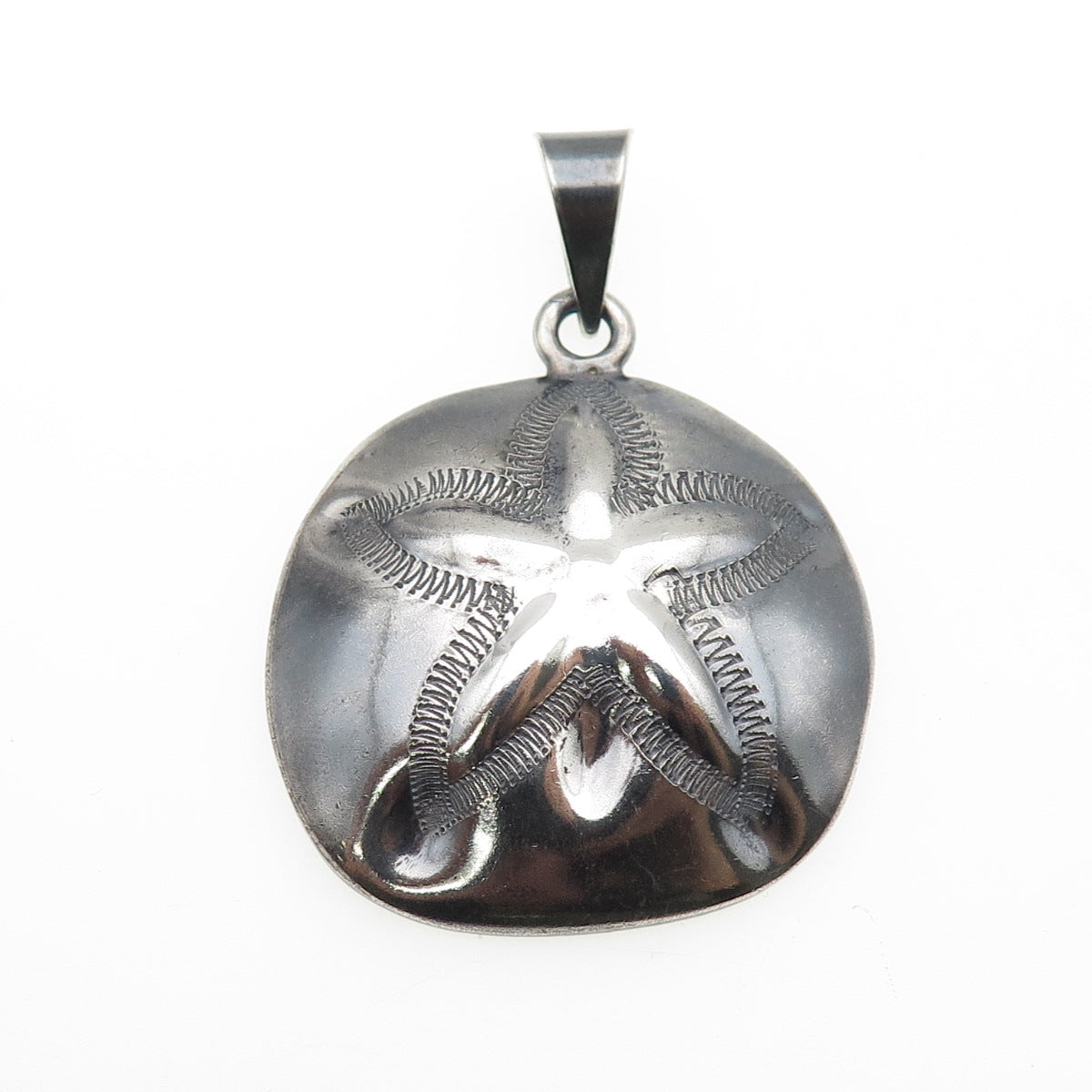 ANNIKA WITT 925 Sterling Silver Vintage Mexico Sand Dollar Oxidized Pendant