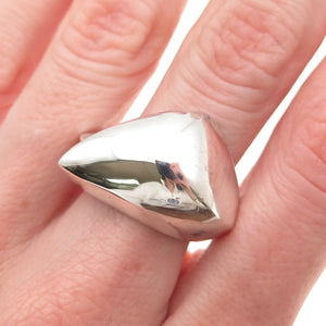 925 Sterling Silver Vintage Modernist Wavy Oxidized Dome Ring Size 7.5