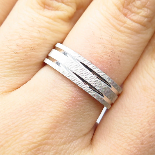 925 Sterling Silver Striped Band Ring Size 6.75