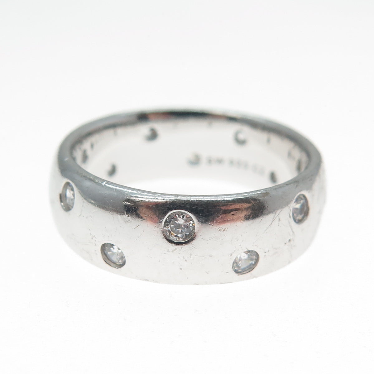 925 Sterling Silver Round-Cut C Z Celestial Band Ring Size 8.25