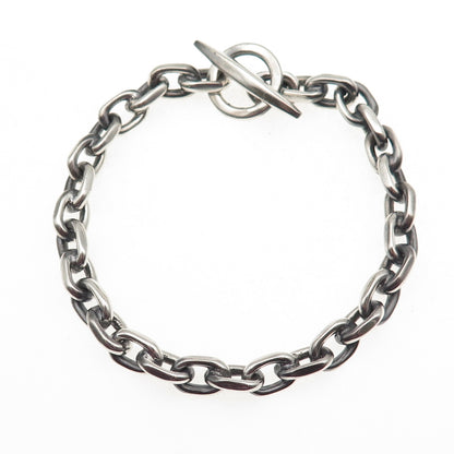 925 Sterling Silver Vintage Cable Link Oxidized Bracelet 7.25"