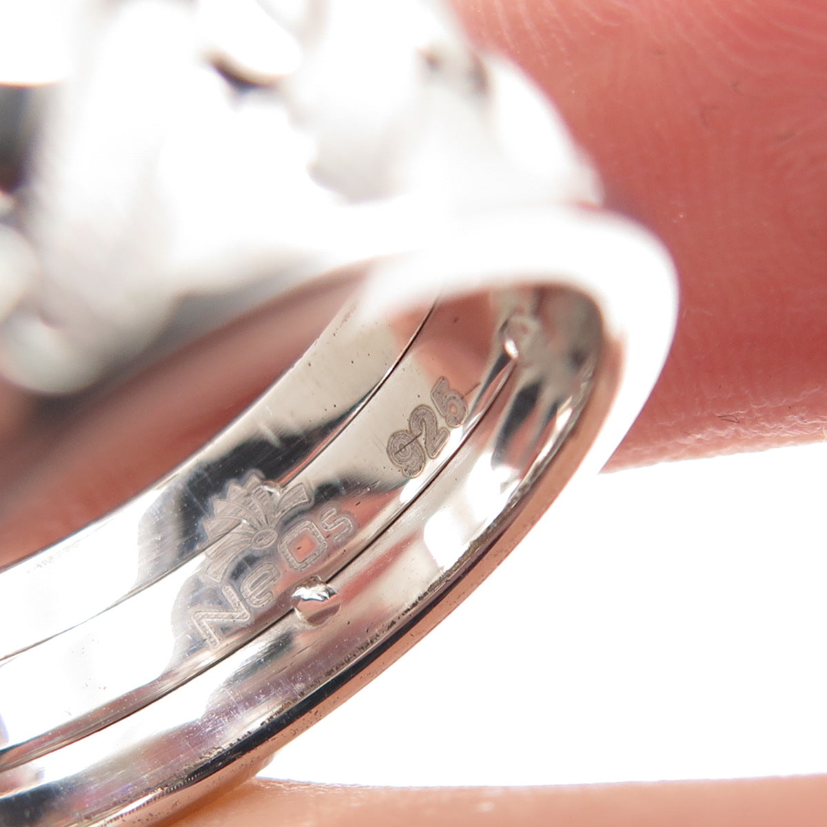 NEOS 925 Sterling Silver Textured Sewing Stitches Band Ring Size 7.75