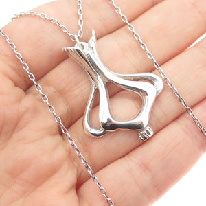 925 Sterling Silver Vintage Modernist Pomegranate Cable Chain Necklace 20"