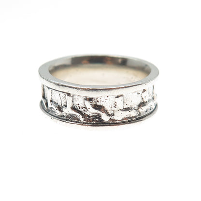 925 Sterling Silver Vintage Song of Solomon Judaica Band Ring Size 8.25