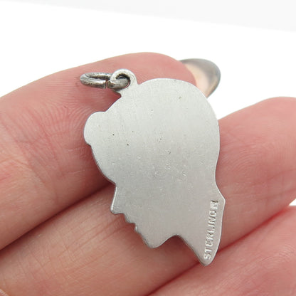 925 Sterling Silver Vintage Boy Face Profile Charm Pendant