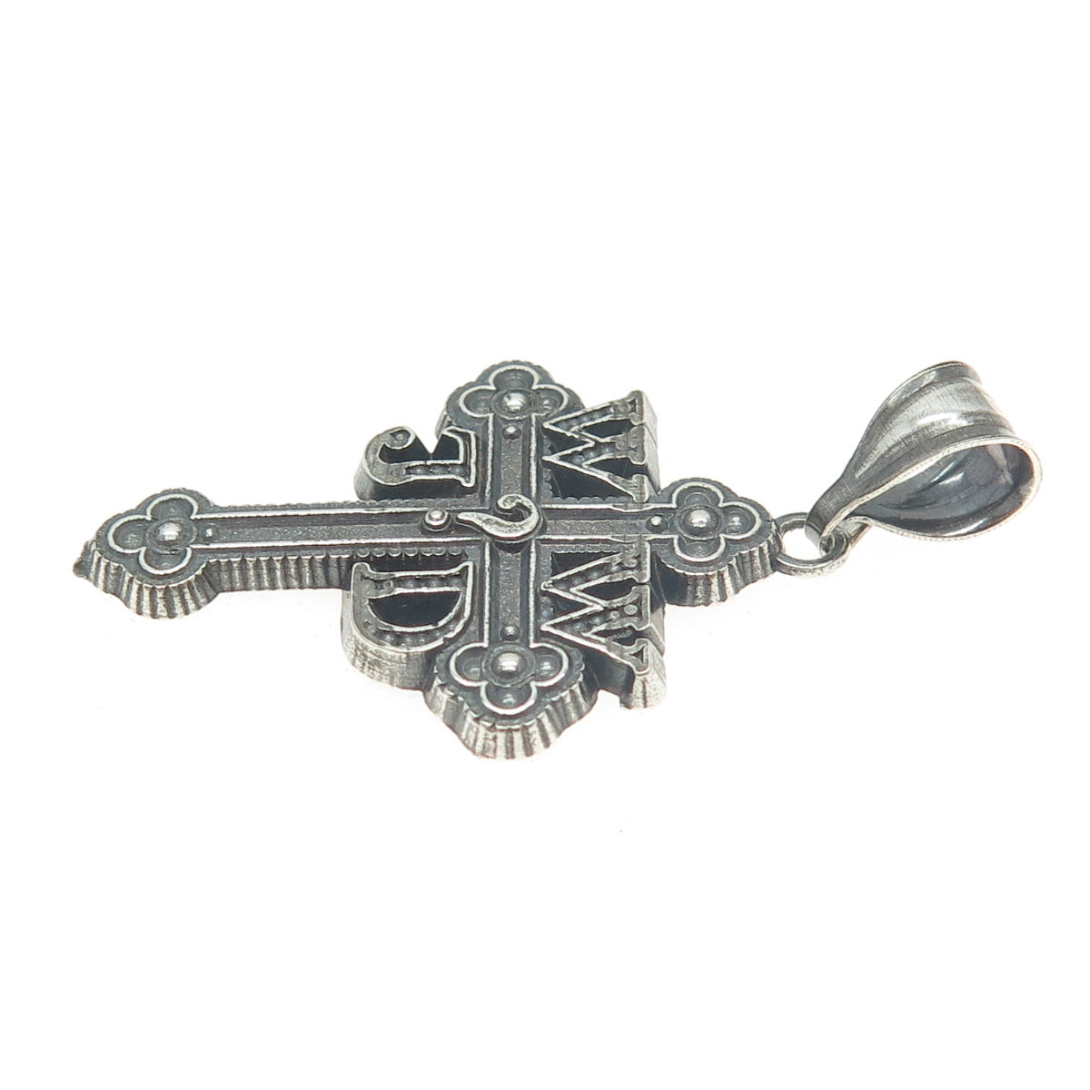 925 Sterling Silver Vintage What Would Jesus Do Cross Oxidized Pendant