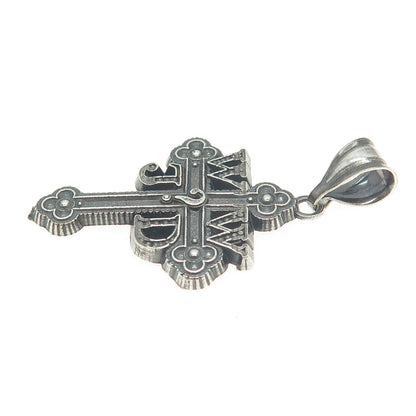 925 Sterling Silver Vintage What Would Jesus Do Cross Oxidized Pendant